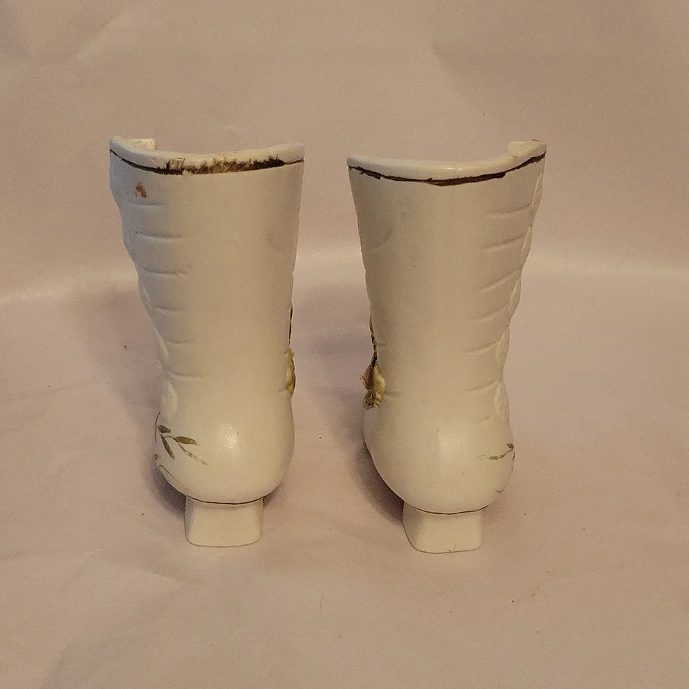 Vintage Victorian Boot Vase Pair